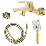 AZARIO Смеситель для ванны Conda с ручным душем, керамический картридж, шланг 150 см, золото матовое (AZ-K3011MG) AZ-K3011MG