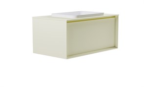 ASTRA-FORM Тумба подвесная Фрейм 100см 1ящ RAL1013 мат., раковина Антарес бел гл, столешница Solid в цвете 4631177715396