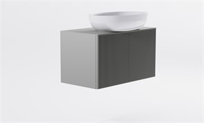 ASTRA-FORM Тумба подвесная М-40 Slim 80см 1ящ NCS S 3502-Y мат./волна, раковина Атрия бел гл, столешница Solid в цвете 4631177715983