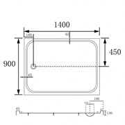 ABBER Душевой поддон AD3C149 140х90 прямоугольный, акриловый, белый AD3C149