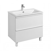 AQUATON Тумба под раковину Хюгге 75 2 ящика белый матовый, 1A282301HG2B0 1A282301HG2B0