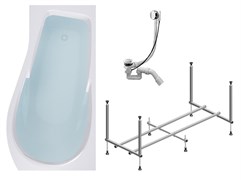 TIMO Комплект Акриловая ванна VINO1590R 150*90*66+Каркас + Слив-перелив VINO1590R-KTVINO15-SPV1505