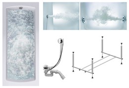 TIMO Комплект Акриловая ванна RITTA1570 150*70*63+Каркас + Слив-перелив+Гидромассаж 6 форсунок+Гидромассаж спины 3 форсунки RITTA1570-KT15-SPV1505-T-CM-T-BM