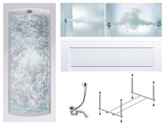 TIMO Комплект Акриловая ванна RITTA1775 170*75*63+Каркас + Слив-перелив+Гидромассаж 6 форсунок+Гидромассаж спины 3 форсунки+Фронтальная панель RITTA1775-KT17-SPV1505-T-CM-T-BM-FP17H