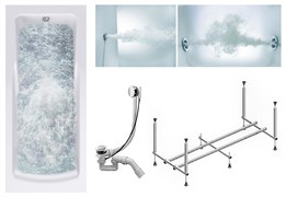 TIMO Комплект Акриловая ванна HELLA1575 150*75*63+Каркас + Слив-перелив+Гидромассаж 6 форсунок+Гидромассаж спины 3 форсунки HELLA1575-KT15-SPV1505-T-CM-T-BM