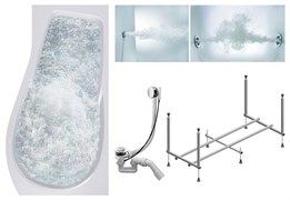 TIMO Комплект Акриловая ванна VINO1590R 150*90*66+Каркас + Слив-перелив+Гидромассаж 6 форсунок+Гидромассаж спины 3 форсунки VINO1590R-KTVINO15-SPV1505-T-CM-T-BM