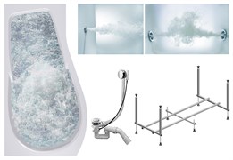 TIMO Комплект Акриловая ванна VINO1792L 170*92*66+Каркас + Слив-перелив+Гидромассаж 6 форсунок+Гидромассаж спины 3 форсунки VINO1792L-KTVINO17-SPV1505-T-CM-T-BM