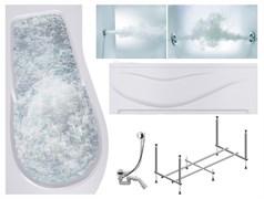 TIMO Комплект Акриловая ванна VINO1792L 170*92*66+Каркас + Слив-перелив+Гидромассаж 6 форсунок+Гидромассаж спины 3 форсунки+Фронтальная панель VINO1792L-KTVINO17-SPV1505-T-CM-T-BM-FPVINO17L