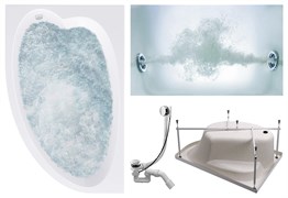 TIMO Комплект Акриловая ванна IVA1595L 150*95*70+Каркас + Слив-перелив+Гидромассаж 6 форсунок IVA1595L-KTIVA15-SPV1505-T-CM