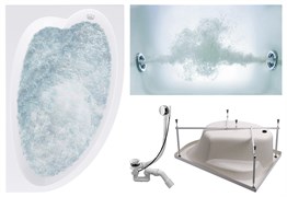 TIMO Комплект Акриловая ванна IVA1595R 150*95*70+Каркас + Слив-перелив+Гидромассаж 6 форсунок IVA1595R-KTIVA15-SPV1505-T-CM