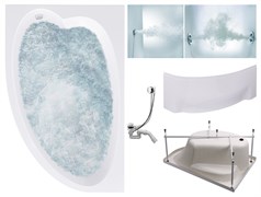 TIMO Комплект Акриловая ванна IVA1610L 160*100*70+Каркас + Слив-перелив+Гидромассаж 6 форсунок+Гидромассаж спины 3 форсунки+Фронтальная панель IVA1610L-KTIVA16-SPV1505-T-CM-T-BM-FPIVA16L