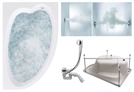 TIMO Комплект Акриловая ванна IVA1610R 160*100*70+Каркас + Слив-перелив+Гидромассаж 6 форсунок+Гидромассаж спины 3 форсунки IVA1610R-KTIVA16-SPV1505-T-CM-T-BM