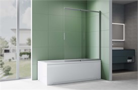 AQUATEK Шторка на ванну стеклянная 100см, раздвижная, двухэлементная профиль оружейная сталь, стекло прозрачное, закаленное AQ.BSS.100.1GM