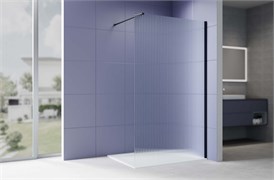 AQUATEK Душевая перегородка Walk In 140см, с держателем 1200мм, профиль черный матовый, стекло рифленое, закаленное AQ.WI.140.2BL