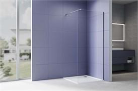 AQUATEK Душевая перегородка Walk In 90см, с держателем 1200мм, профиль оружейная сталь, стекло прозрачное, закаленное AQ.WI.090.1GM