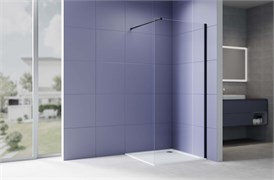 AQUATEK Душевая перегородка Walk In 120см, с держателем 1200мм, профиль черный матовый, стекло прозрачное, закаленное AQ.WI.120.1BL