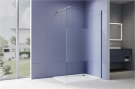 AQUATEK Душевая перегородка Walk In 100см, с держателем 1200мм, профиль оружейная сталь, стекло прозрачное+матовое, закаленное AQ.WI.100.3GM