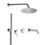 AQUAme AQM8408CR Набор для комплектации ванны с изливом, верхним и ручным душем, хром AQM8408CR