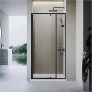 VECONI Душевая дверь распашная Vianno VN-26B, 1100x1950, Черный матовый, стекло прозрачное VN26B-110-01-C8