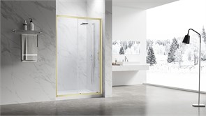 VECONI Душевая дверь раздвижная Vianno VN-55G, 1500x1950, Золото брашинг, стекло прозрачное VN55G-150-01-C8