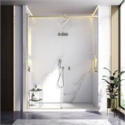 VECONI Душевая дверь раздвижная Vianno VN-75G, 1700x2000, золото брашинг, стекло прозрачное VN75G-170-01-C4