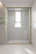 VECONI Душевая дверь раздвижная Premium Prato 300 G-L, 1300х2000, золото брашированный, стекло прозрачное PR3/L-130-01-G-C4