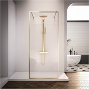 VECONI Душевая перегородка Korato KR-90G, 1200x2000, брашированное золото, прозрачное KR90G-120-01-C4