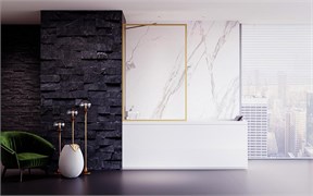 VECONI Шторка на ванну Palau PL-85G, 800x1500, брашированное золото, стекло прозрачное PL85G-80-01-C8