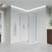 VECONI Душевой угол полукруглый, двери раздвижные  Evo 200 CH, 800х800x1950, хром, прозрачное стекло E2-CH-8080-01-C9