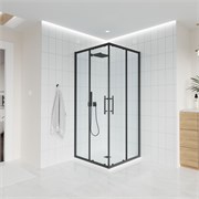 VECONI Душевой угол квадратный, двери раздвижные  Evo 300 B, 1000х1000x1950, черный матовый, прозрачное стекло E3-B-100100-01-C9