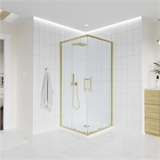 VECONI Душевой угол прямоугольный, двери раздвижные  Evo 300 G, 1100х900x1950, золото брашинг, прозрачное стекло E3-G-11090-01-C9