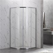 VECONI Душевой угол полукруглый, двери раздвижные Rovigo RV-202B, 900x900x1900, черный, стекло прозрачное RV202B-90-01-C4