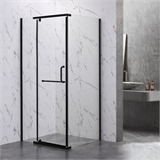 VECONI Душевой угол квадратный, двери распашные Rovigo RV-18B, 900x900x2000, черный, стекло прозрачное RV18B-90-01-C5