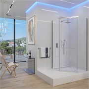 VECONI Душевой угол пятиугольный, двери распашные Rovigo RV-36, 900x900x1950, хром, стекло прозрачное RV36-90-01-C5