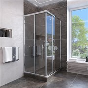 VECONI Душевой угол квадратный, двери раздвижные Rovigo RV-113, 900x900x1850, хром, стекло прозрачное RV113-90-01-C4