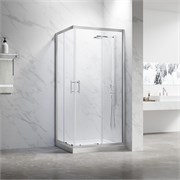 VECONI Душевой угол прямоугольный, двери раздвижные Rovigo RV-27CH, 1000х800х1900, хром, стекло прозрачное RV27CH-10080-01-C8