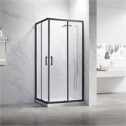 VECONI Душевой угол прямоугольный, двери раздвижные Rovigo RV-27B, 1000х900х1900, черный, стекло прозрачное RV27B-10090-01-C8
