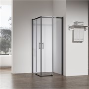 VECONI Душевой угол прямоугольный, двери раздвижные Rovigo RV-50B, 1200х800х1950, черный, стекло прозрачное RV50B-12080-01-C8