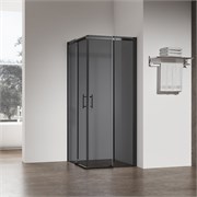 VECONI Душевой угол прямоугольный, двери раздвижные Rovigo RV-50B, 1000х900х1950, черный, стекло тонированное RV50B-10090-05-C8