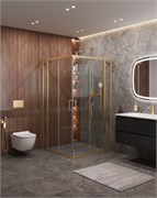 CEZARES Molveno Душевой уголок квадратный размер 110x110 см двери раздвижные профиль - брашированное золото / стекло - прозрачное MOLVENO-A-22-90+20-C-BORO-IV