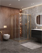 CEZARES Molveno Душевой уголок прямоугольный размер 120x110 см двери раздвижные профиль - брашированное золото / стекло - прозрачное MOLVENO-AH-22-120/110-C-BORO-IV