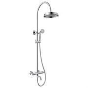 LEMARK Смеситель Pushkin LMF-8626B-C для ванны и душа с регулируемой высотой штанги и лейкой верхнего душа «Тропический дождь», хром LMF-8626B-C