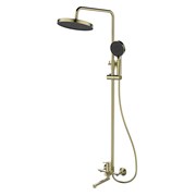 LEMARK Смеситель Siberia LMF-7026B-BRG для ванны и душа с регулируемой высотой штанги и лейкой верхнего душа «Тропический дождь», брашированное золото LMF-7026B-BRG