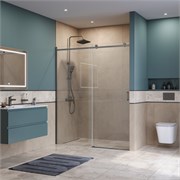 BELBAGNO Soft Close-2 Душевая дверь в нишу раздвижные ширина 150 см, профиль - оружейная сталь / стекло - прозрачное SOFT_CLOSE-2-BF-1-150-C-GM