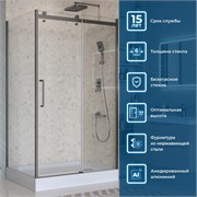 BELBAGNO Marino Душевой уголок прямоугольный размер 120x80 см профиль - оружейная сталь / стекло - прозрачное, двери раздвижные MARINO-2-AH-1-120/80-C-GM