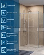 BELBAGNO Soft Close-2 Душевой уголок прямоугольный размер 130x80 см профиль - хром / стекло - прозрачное, двери раздвижные SOFT_CLOSE-2-AH-1-130/80-C-Cr