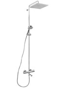E26238-CP ATOM Колонна для ванны и душа
с термостатом, поворотным
изливом, геометричным верхним
и ручным душем, хром E26238-CP