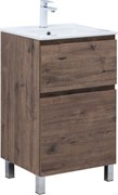 AQUANET Тумба с раковиной Алвита new 50 (Flat) напольная 2 ящ. цв.дуб веллингтон табак AQUANET-345674