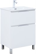 AQUANET Тумба с раковиной Алвита new 60 (Flat) напольная 2 ящ. цв. белый матовый AQUANET-345675