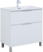 AQUANET Тумба с раковиной Алвита new 80 (Flat) напольная 2 ящ. цв. белый матовый AQUANET-345679